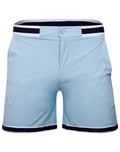 Mens Sky Blue Stripe Trim Swimming Shorts