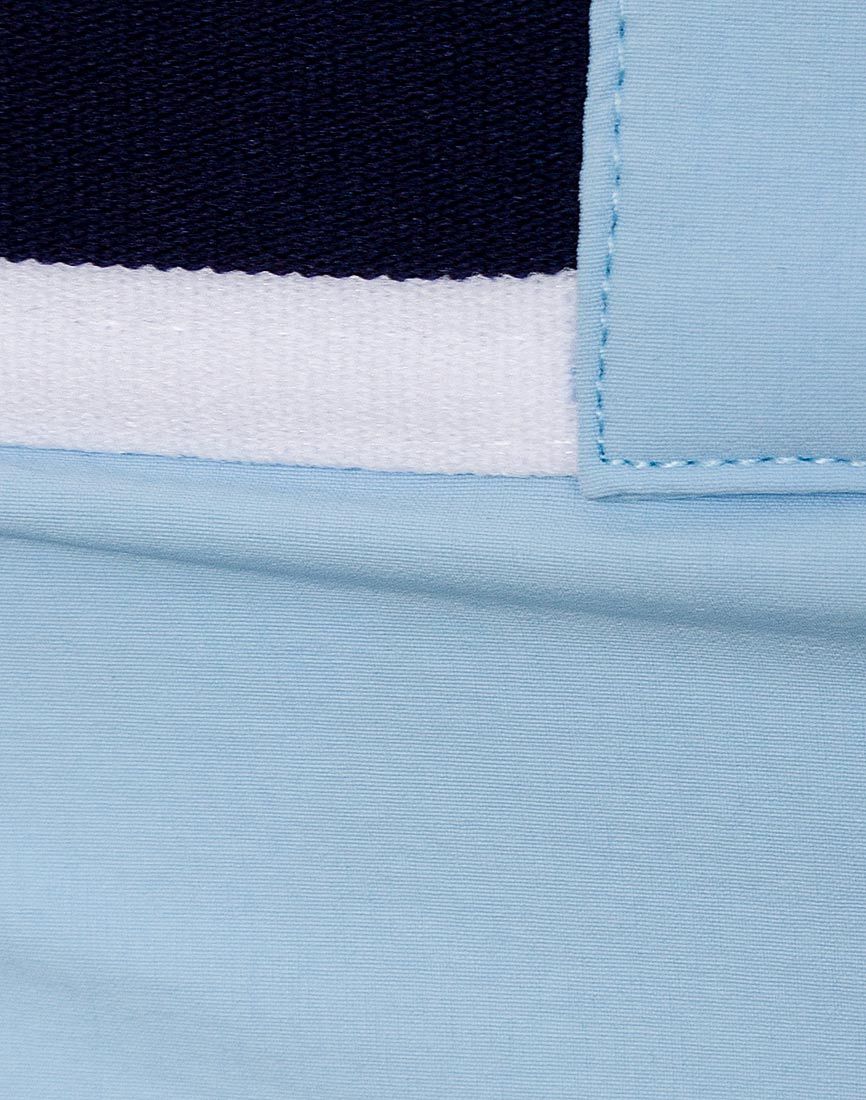 Mens Sky Blue Stripe Trim Swimming Shorts