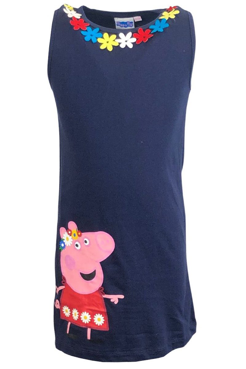 Girls Peppa Pig 3D Flowers Crew Neck Cotton Dress