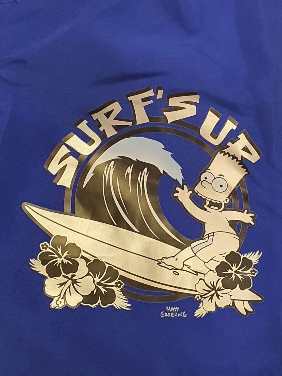 Boys The Simpson Navy & Blue Surf's Up Swimming Shorts