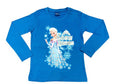Girls Blue Official Disney Frozen Sparkly Snow Queen T-Shirt Top