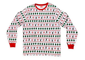 Adults Unisex White Red Tree Reindeer & Snowflakes Print Christmas Pyjamas Sets