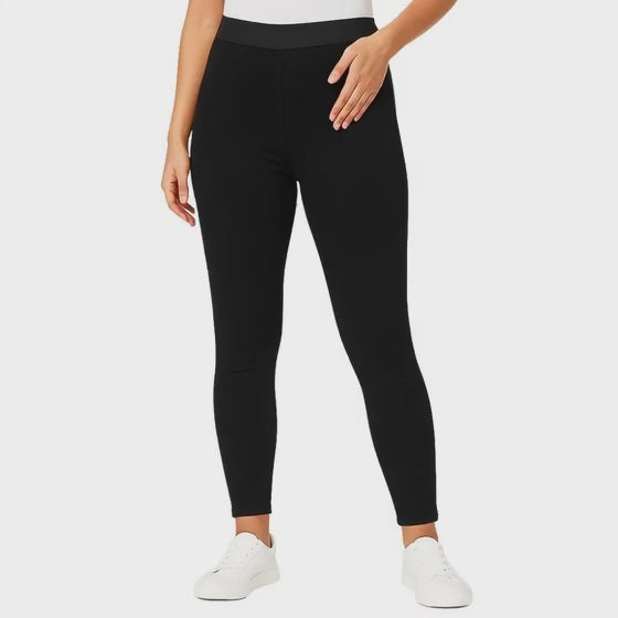 Black High Waisted Elasticated Waistband Skinny Fit Stretchy Pant Jeggings