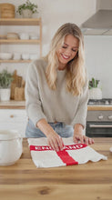 Load and play video in Gallery viewer, 2 Piece England British St Georges Flag Red White Cotton Blend KitchenTea Towel
