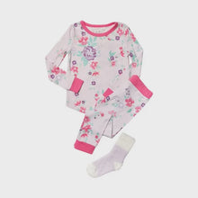 Load and play video in Gallery viewer, Girls Lily and Jack Lilac Floral 3Piece Top Bottom &amp; Socks Pyjamas Set
