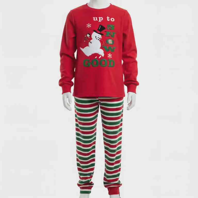 Girls Red Up to Snow Good Polar Fleece Xmas Top & Bottoms Christmas Pyjamas Sets