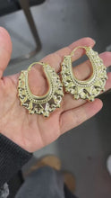 Load and play video in Gallery viewer, Ladies Gold Plated Retro Crown Stitching U-shape Stainless Steel Creole Earrings

