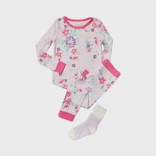 Load and play video in Gallery viewer, Girls Lily and Jack Lilac Floral 3Piece Top Bottom &amp; Socks Pyjamas Set

