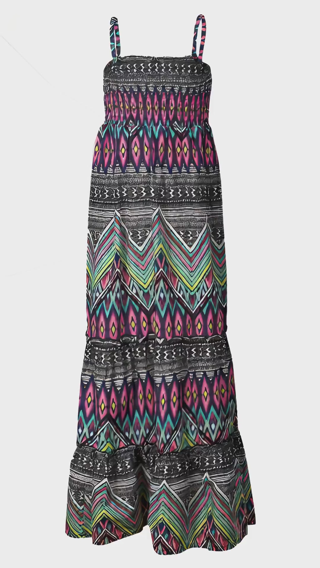 Girls Abstract Sleeveless Cotton Rich Strappy Maxi Dress