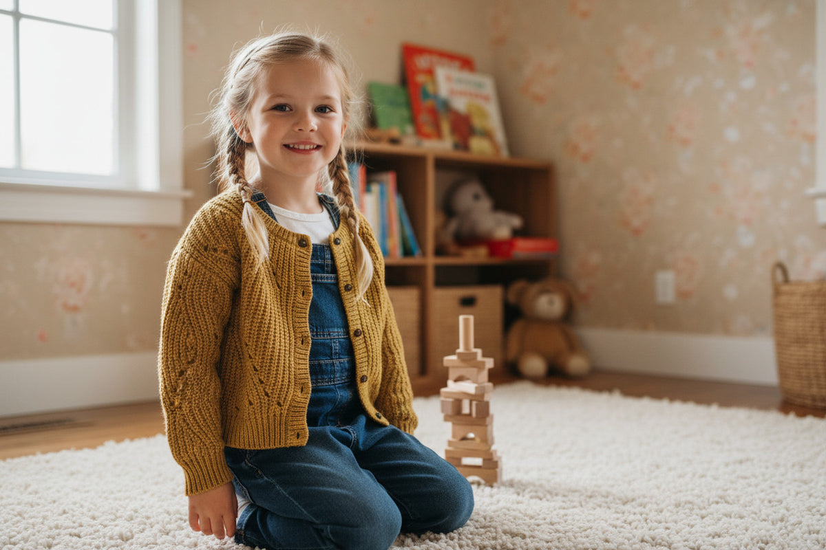 Girls Mustard Soft Knitted Button Down Long Sleeve Cardigan