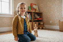 Load image into Gallery viewer, Girls Mustard Soft Knitted Button Down Long Sleeve Cardigan

