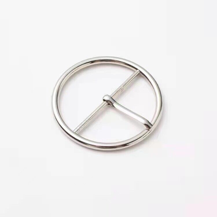6 Pce 1.57" Silver Round Center Bar Single Prong Strap Pin Belt Buckle For Belts
