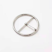 Load image into Gallery viewer, Silver 4 Pieces 64mm Round Single Prong Buckle Pin Centre Bar Buckles for Belts
