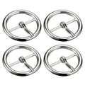 Silver 4 Pieces 64mm Round Single Prong Buckle Pin Centre Bar Buckles for Belts
