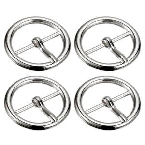 Silver 4 Pieces 64mm Round Single Prong Buckle Pin Centre Bar Buckles for Belts