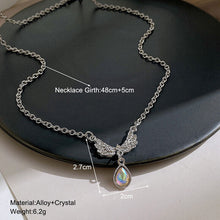 Load image into Gallery viewer, Ladies Silver Angel Wings Crystal Pendant Link Chain Choker Necklace
