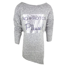 Load image into Gallery viewer, Girls Grey Marl Long sleeve &quot;No Photo Please&quot; Print Top
