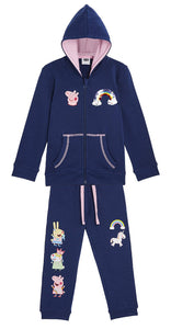 Girls Peppa Pig Navy Blue Unicorn Sequin Tracksuit