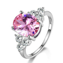 Load image into Gallery viewer, Ladies 925 Sterling Silver Pink &amp; White Round Zircon Crystal Ring

