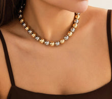 Load image into Gallery viewer, Ladies Elegant Gold Silver Two Tone Ball Bead Bracelet &amp; Choker
