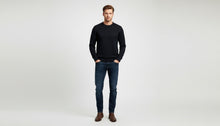 Load image into Gallery viewer, Men’s Black Crew Ribbed Neck Cotton Knit Rich Long sleeve Regular Fit Jumper
