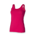 Ladies Blue Fuschia Cotton Rich Regular Fit Stretchy Tank Vest Sleeveless Tops