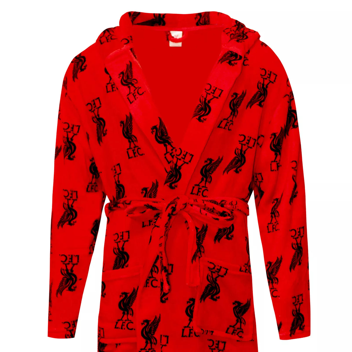 Mens Adult Official Liverpool FC Soft Fleece Hooded Bathrobes