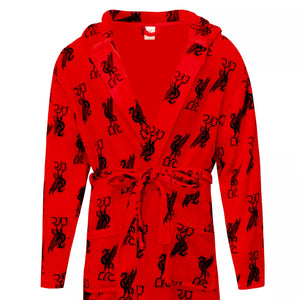Mens Adult Official Liverpool FC Soft Fleece Hooded Bathrobes