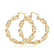 Load image into Gallery viewer, Ladies 18K Gold Plated Chunky Twist Creole Hoop Earrings
