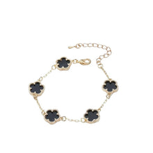 Load image into Gallery viewer, Ladies Gold Black Four Leaf Clover Crystal Link Chain Bracelets

