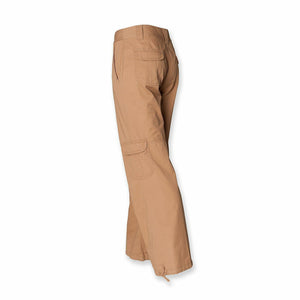 Ladies Sand Cotton Cargo Wide Waistband Drawstring Hem Trousers