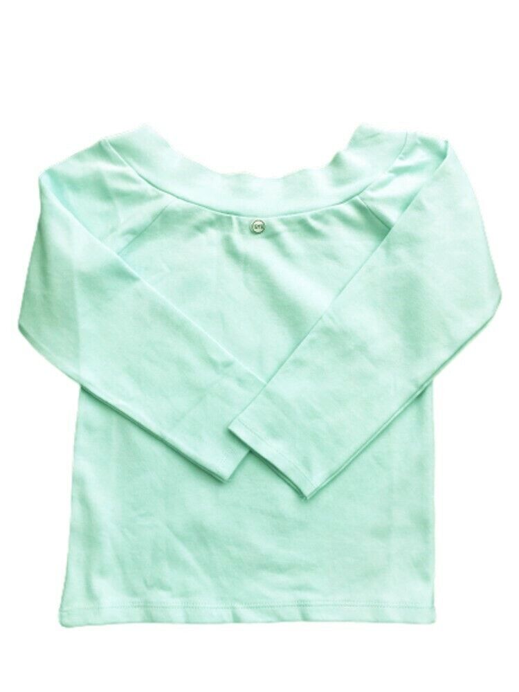Girls Mint Green Blue Scoop Neck Soft Cotton Rich Longsleeve Top