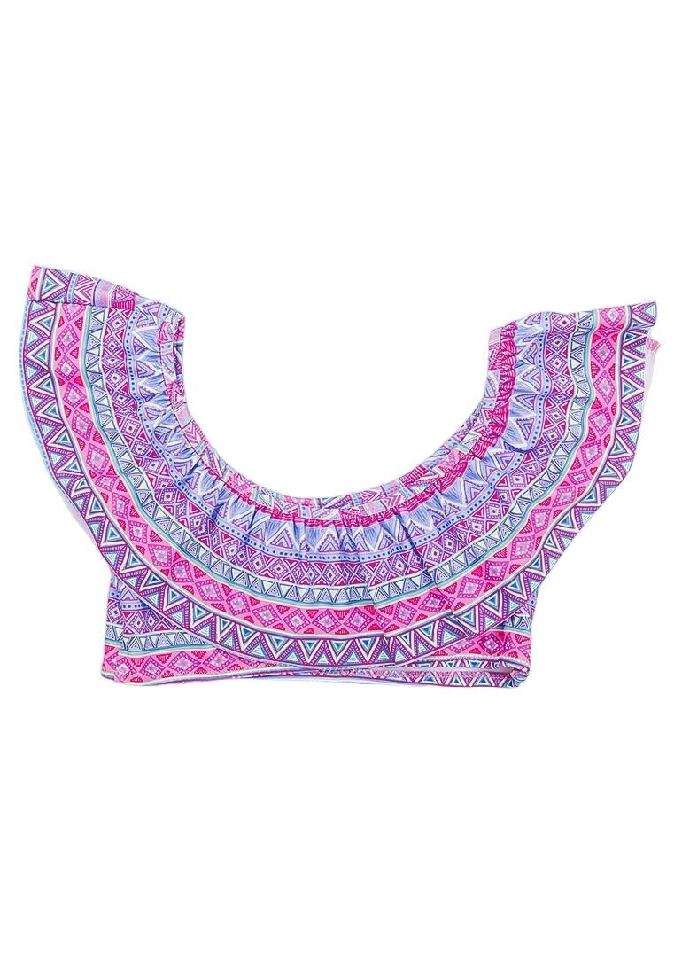 Girls Minoti Pink & Purple Aztec Print Bikini 2 Piece Swimming Costumes