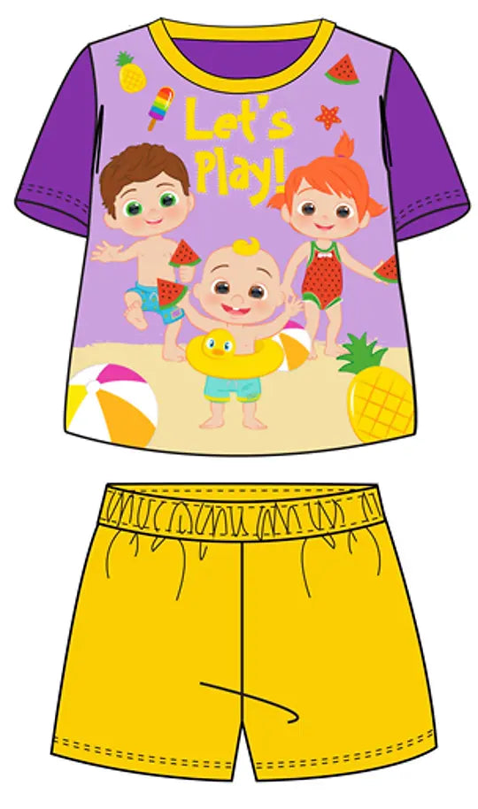 Girls Cocomelon Lets Play Shortie Top & Shorts Pyjamas Set