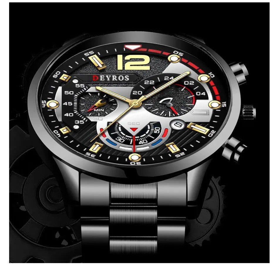 Mens Luxury Luminous Dial Quartz Wrist Stainless Steel Scratch Resistance Watch