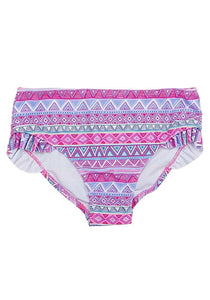 Girls Minoti Pink & Purple Aztec Print Bikini 2 Piece Swimming Costumes