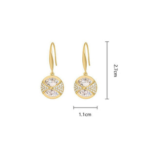 Ladies Gold Plated Round Dazzling Diamond Cut Crystal Rhinestones Stud Earring