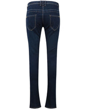 Load image into Gallery viewer, Ladies Blue Dark Denim Contrast Stitch Stretchy Mid Rise Skinny Fit Jeans
