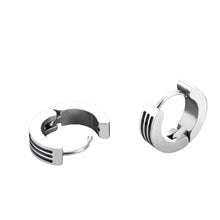 Load image into Gallery viewer, Unisex Silver Black 3 Rows Middle Trim Anti-Allergic Titanium Small Hoop Earrings
