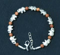 Ladies Silver Tibetan Elephant Sea Blue Brown Beads Bracelets