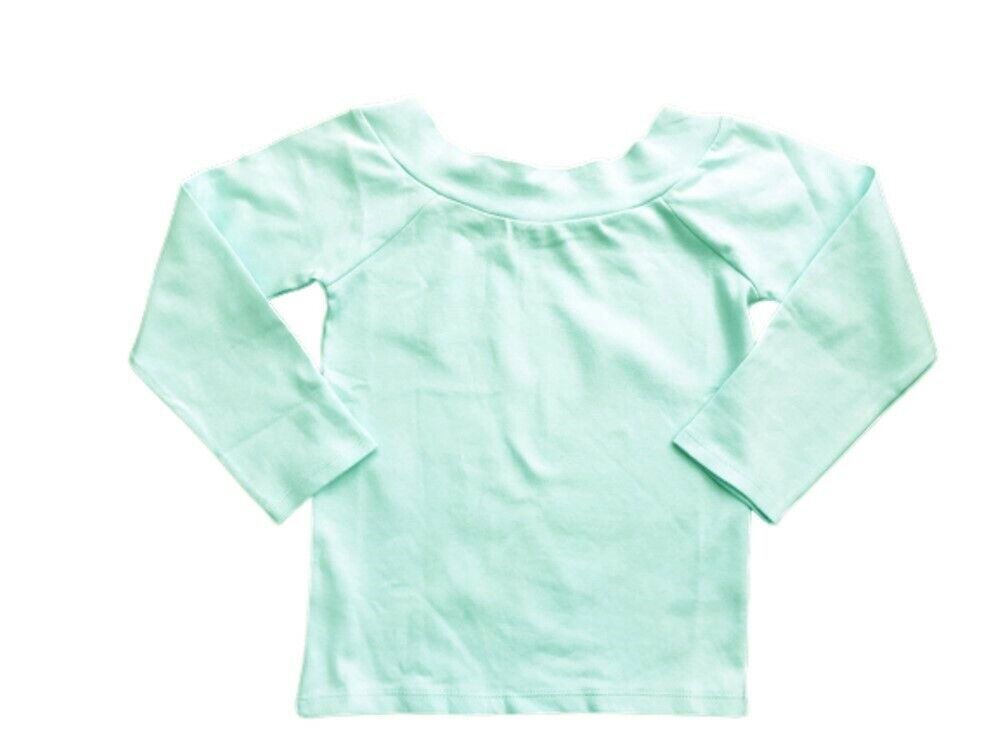 Girls Mint Green Blue Scoop Neck Soft Cotton Rich Longsleeve Top