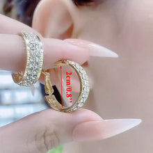 Load image into Gallery viewer, Ladies Medium Creole Dazzling Crystal Geometric Gold Plated Hoop Earrings
