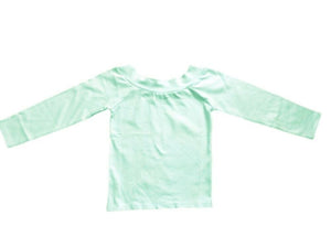 Girls Mint Green Blue Scoop Neck Soft Cotton Rich Longsleeve Top