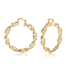 Load image into Gallery viewer, Ladies 18K Gold Plated Chunky Twist Creole Hoop Earrings
