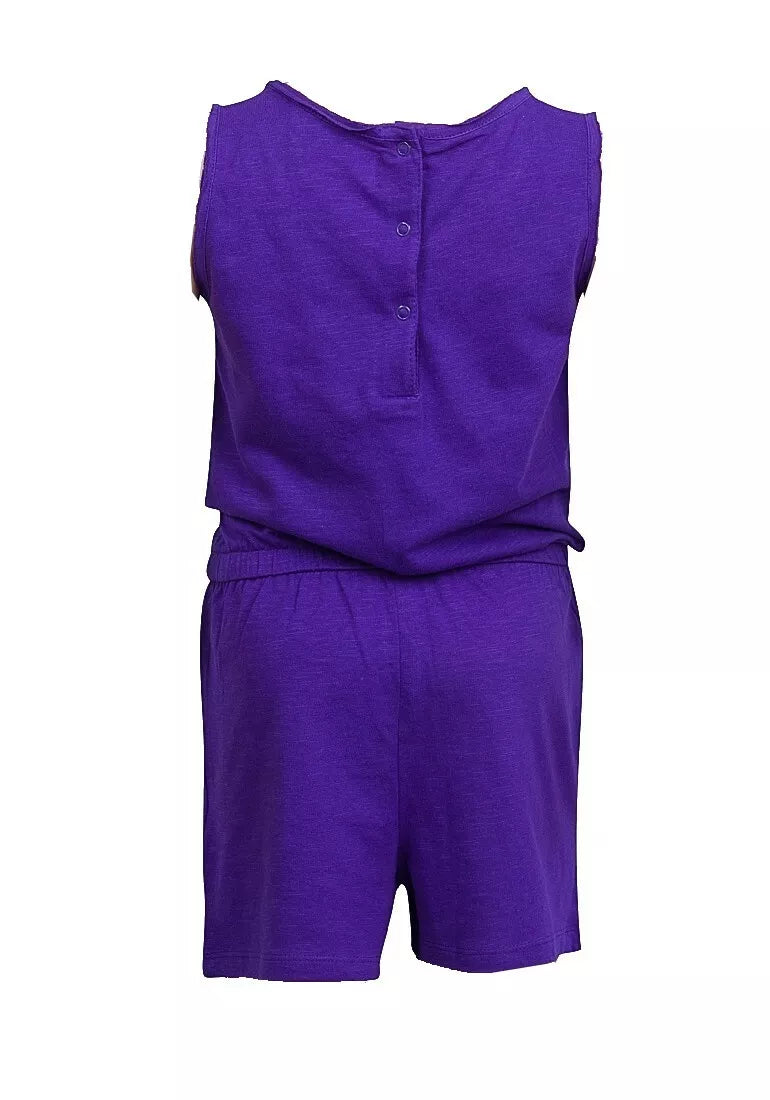 Girls Minoti Purple Mermaid off Duty Print Elasticated Waist Sleeveless Playsuit