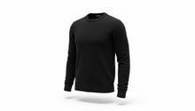 Load image into Gallery viewer, Men’s Black Crew Ribbed Neck Cotton Knit Rich Long sleeve Regular Fit Jumper
