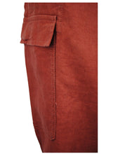 Load image into Gallery viewer, Ladies Terracotta Linen Cargo Carpri Crop Adjustable Waist Trousers
