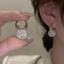 Load image into Gallery viewer, Ladies Gold Plated Clip Back Round Ball Simulated Pearl Tear Drop Earrings
