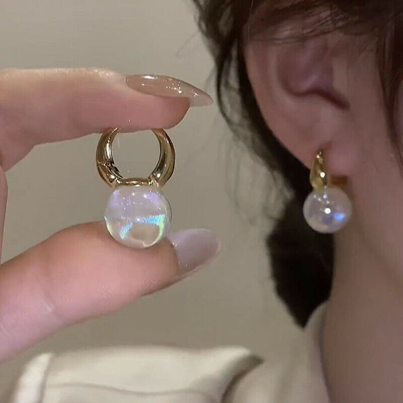 Ladies Gold Plated Clip Back Round Ball Simulated Pearl Tear Drop Earrings