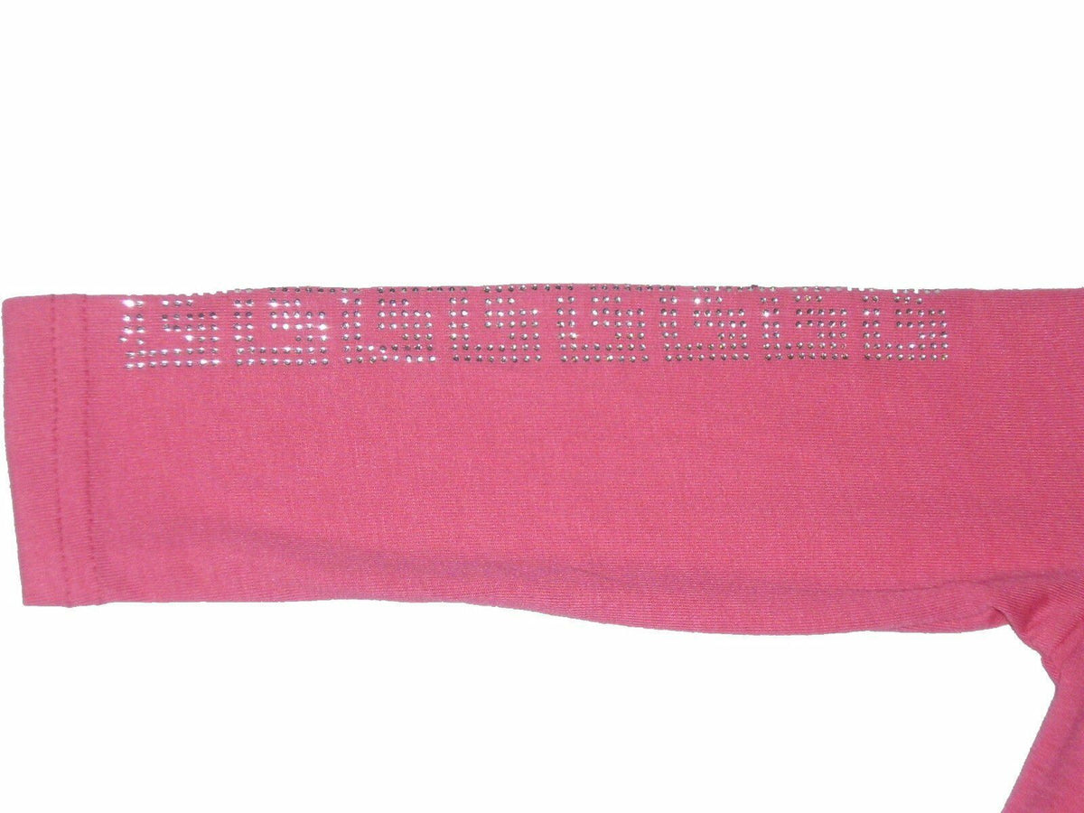 Girls Cerise & Royal Blue Pretty Diamante High Neck Longsleeve Top